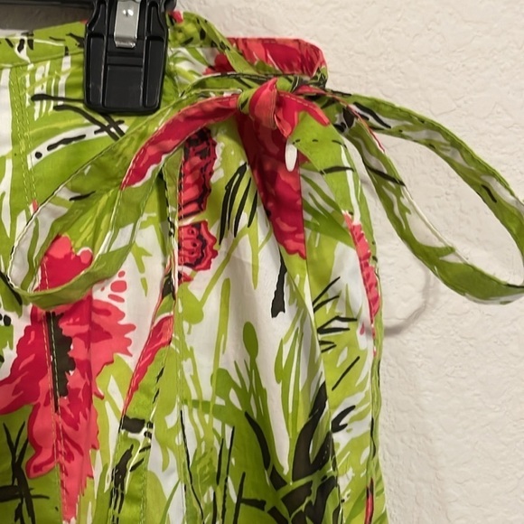 Talbots Women’s Midi Skirt Size 14 Green & Pink Tropical Floral Pleated Colorful - Picture 3 of 10